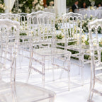 Clear Acrylic Napoleon Chair for Dining, Weddings and Events | Modern Acrylic Seat, Plastic Transparent Crystal Chairs, Armless See Through Chair for Vanities, Banquets, Kitchens