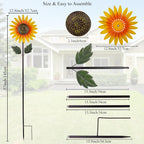 Yard Wind Spinner Outdoor,Garden Wind Spinners & Wind Sculptures,Sunflower Windmills Lawn Decor,Metal Flower Garden Pinwheels for Yard,12.8 * 57 Inches