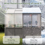 Aoxun 6x8 FT Wood Green House for Outdoors, Polycarbonate Panel Wooden Walk-in Greenhouse Kit with Automatic Temperature Control Roof Vent and Lockable Door, for Outside Backyard Garden, Gray