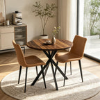 31.5" Round Dining Table and Chairs Set for 2, Small Dining Table Chairs Set Space-Saving, Small Dinette Sets for 2 for Kitchen Dining Room Apartment(Walnut Table + Brown Chairs)