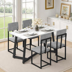 5-Piece Dining Table Set for 4, Modern Faux 47.24" Marble Kitchen Table with 4 Velvet Chairs, Stylish Small Dining Table Set for Apartments & Small Spaces