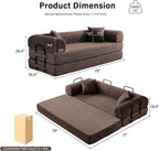 79" Convertible Sofa Bed, 5-in-1 Corduroy Couch Bed Sofa Pull Out, Memory Foam Couch, No Assembly Futon Couches for Living Room (Brown)