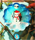 Christmas 3D Wind Spinners Hanging, 12in Large Stainless Steel Yard Sculpture for Winter Outdoor Indoor Garden Yard Crafts Ornaments Decoration(Christmas Snowmen)