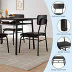GarveeHome Dining Table Set for 4 with Storage Rack, Black | 5-Piece Kitchen Table and Upholstered Chairs, Wood Tabletop, Heavy-Duty Metel Frame, for Small Space, Apartment, Kitchen Room