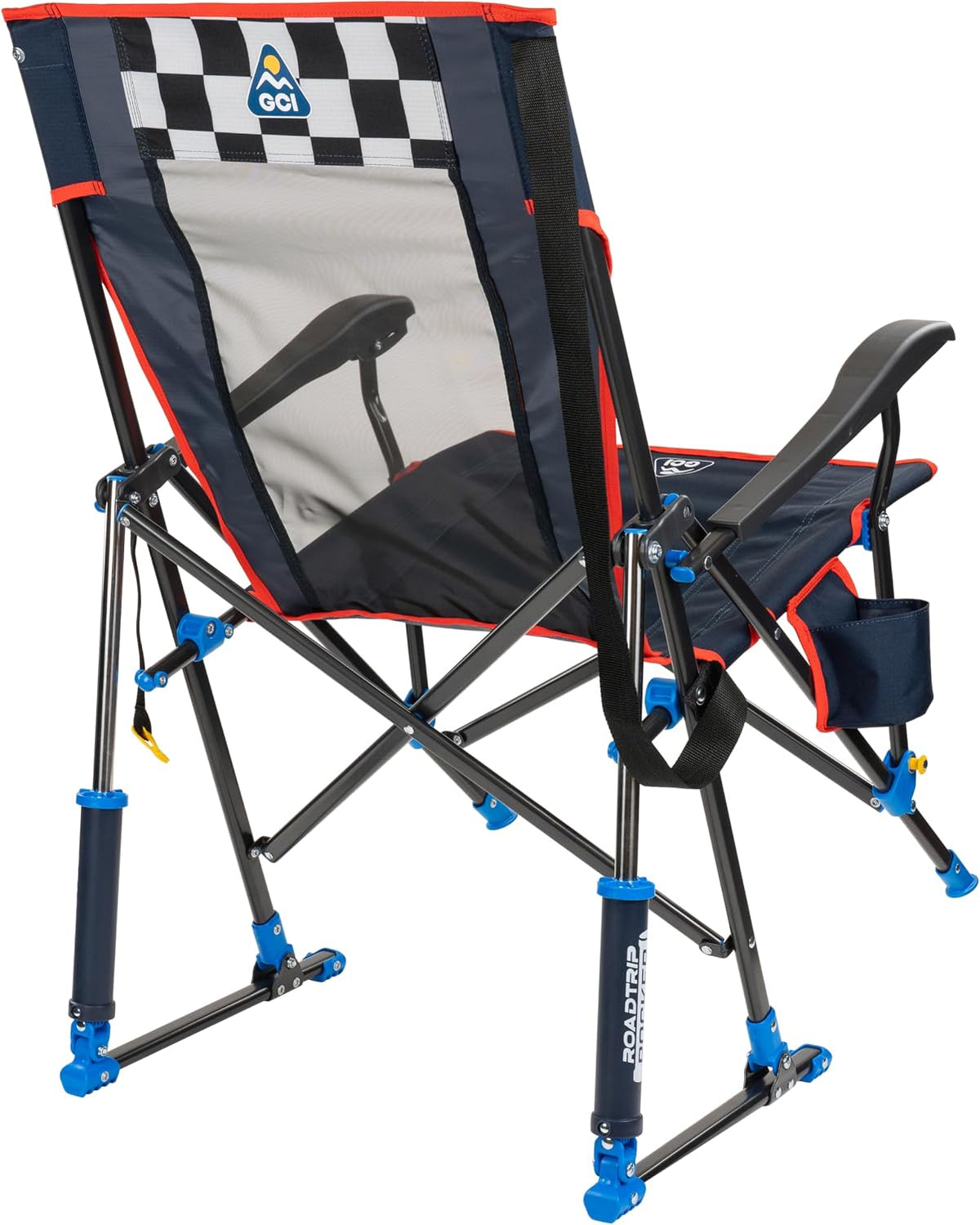 GCI Outdoor NASCAR Roadtrip Rocker Camping & Sideline Sports Chair | Portable Folding Rocking Chair with Durable Armrests & Drink Holder, Black