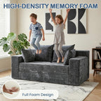 Couch Small, 3-in-1 Loveseat Sleeper Sofa Bed Convertible Sofa Bed with 4 Pillows, Black Couch for Living Room, Guest Room, Small Space