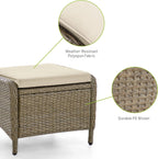 Greemotion Garda 2-Piece Outdoor Patio Aluminum Polyrattan Wicker Outdoor Ottoman All Weather Rattan Patio Furniture Outdoor Footstool Footrest Seat Set w/Removable Cushions in Beige