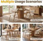 CIMOTA Upholstered Dining Chairs with Arms Set of 2, Mid Century Modern Kitchen & Dining Room Chairs, Comfortable Curved Backrest & Trapezoid Solid Wood Legs, Linen Beige