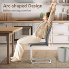 cinkehome Modern Gray Dining Chairs Set of 4 with Silver Metal Legs, High Back Upholstered Armless Side Chair for Kitchen, Dining Room, Faux Leather