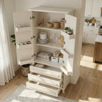 Christopher Knight Home Chenny 70''H Wooden Kitchen Pantry Cabinet, Storage Cabinet with Adjustable Shelves, 6 Door Internal Storage Compartments & 3 Drawers, Freestanding Cupboard Cabinet, White