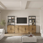 SICOTAS Buffet Cabinet with 4 Doors, Modern Sideboard Cabinet with Storage and Adjustable Shelves, Large Credenza Storage Cabinet (1, Oak Brown)