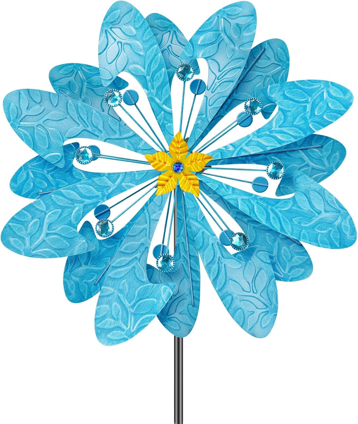 Solar Wind Spinner Retro Spinner, Waterproof Outdoor Metal Wind Sculpture for Patio, Lawn & Garden Decor (Large)