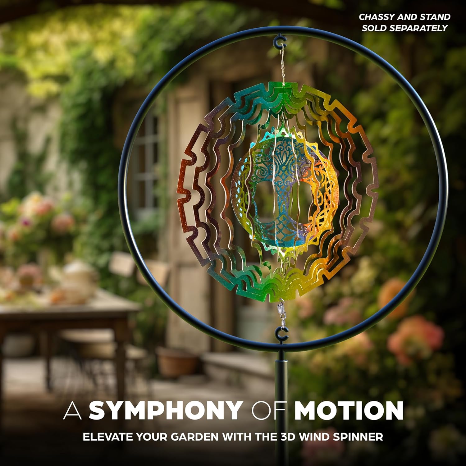 Skylar Tree of Life Wind Spinner, Stainless-Steel Garden Decor, 3D Wind Charm with Holographic Effect, Unique 12-Inch Sun Catcher, Foldable Ornament with 2 Support Hooks for Hanging
