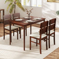 GOFLAME 5-Piece Dining Table Set for 4, Farmhouse Wooden Kitchen Table & 4 Upholstered Chairs with Padded Seat and Rubber Wood Legs, Space Saving Dinette Set for Dining Room, Restaurant, Small Space