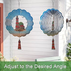 Lighthouse Wind Spinner,Metal Wind Spinners for Outdoor,3D Double Sided Hanging Beach Decor for Indoor,Outdoor,Unique Gifts for Women