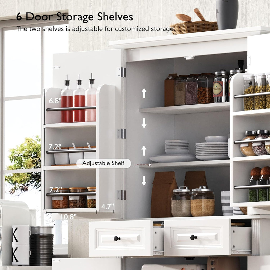 71" Tall Kitchen Pantry Cabinet with Storage, Cupboard for Kitchen