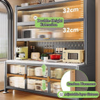 JKGHK Kitchen Pantry Storage Cabinet, Kitchens Baker's Rack with Acrylic Cabinet Door, Buffet Cabinets On Wheels with Pegboard, for Garage Pantry Home Spices(White,47x69in)