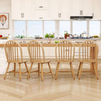 18" Oak Dining Chairs Set of 2, Wood Windsor Chair with Spindle Back for Country Farmhouse Kitchen Island