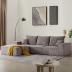 40" Oversized Square Corduroy Ottoman, Large Ottoman Pouf Footstool, Grey | Poofy Soft Foot Rest, Movable Pouf Ottoman, Floor Ottoman, Foam Chunk Filling, Living Room Sofa Couch Bedroom, 1 Piece