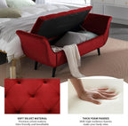 65" Storage Benches Velvet End of Bed Bench Storage Ottoman with Button-Tufted Large Upholstered Window Bench with Storage Shoe Cabinet Bench, for Bedroom, Entryway, Closet(Red)
