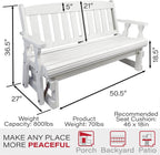 Amish Casual Heavy Duty 800 Lb Mission Pressure Treated Porch Glider (4 Foot, Semi-Solid White Stain)
