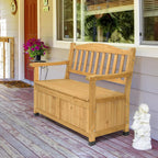 Outdoor Wood Storage Bench Deck Box, Entryway Porch Storage Bench, Wood Loveseat for Garden, Lawn, Balcony & Yard