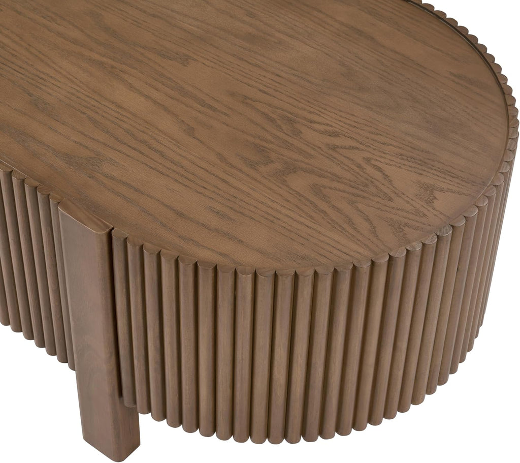 Christopher Knight Home Amano Modern Coffee Table Set of 2, Wooden Round Side Table and Coffee Table Set, Living Room Center Table Set, Walnut