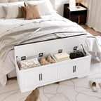 DreamDashio Storage Bench with Cushion, 47.2" End of Bed Storage Bench with Lift Top, Window Bench Seat with Storage for Bedroom, Mudroom, Entryway, Living Room & Hallway, White