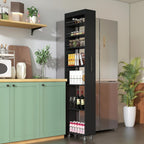 7 Tier Pull-Out Kitchen Pantry Storage Cabinet, 7.8'' Wide Rolling Open Shelf with Handle and Protective Bars for Refrigerator Side Coffee Bar Tight Spaces Home Organization