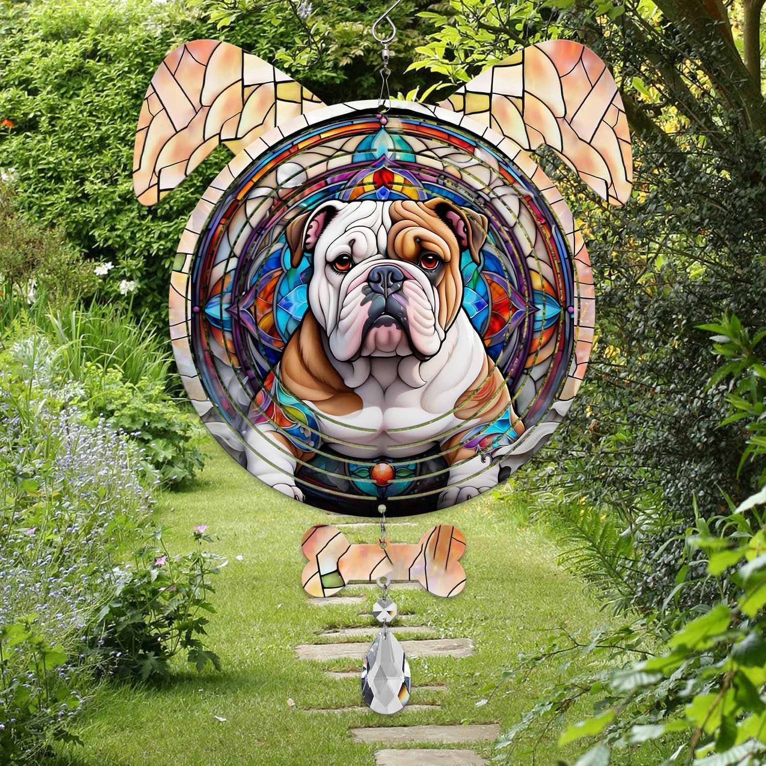 Norwegian Elkhound Dog Ears Wind Spinner, Norwegian Elkhound Wind Spinner Hanging for Yard and Garden