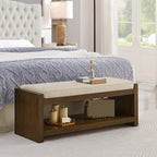 Modern Compact Bed End Bench, Accent Bench with Lower Shelf Shoe Rack, for Living Room Entryway