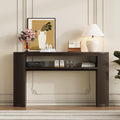 Vintage Farmhouse Console Table with Fluted Legs & Ash Veneer Top - Oval Entryway Sofa Table, Rustic Accent with Open Storage Shelf, Distressed Finish Options (Espresso9)
