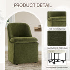 KISLOT Upholstered Dining Chairs Set of 4 with Hidden Casters, Modern Kitchen Chairs with Removable Washable Cover, Padded Dining Room Chairs with Chenille Velvet Fabric & Metal Frame, Green
