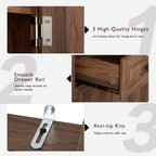71" Tall Kitchen Pantry Cabinet with 3 Pull-Out Organizers, Farmhouse Storage Cabinet with 6 Door Shelves, 4 Doors, 2 Drawers, Adjustable Shelves for Kitchen, Dining Room (Brown)