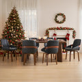 Swivel Dining Chairs Set of 6, Black Leather Dining Room Chairs | Mid Century Modern Upholstered Kitchen Vanity Accent Chair, Walnut Backrest Support with Arm ,Sturdy Wood Leg(Black,Set of 6)