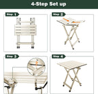 SUNNYFEEL Folding Camping Table - Lightweight Aluminum Portable Picnic Table for Cooking, Beach, Hiking, Travel, Fishing, BBQ, Indoor Outdoor Small Foldable Camp Tables