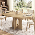 Epecoya 59-Inch Extendable Round Dining Table for Dining Room, Light Oak | 4-6 People Farmhouse Oval Wood Expandable Kitchen Dinner Table with Heavy Cross Pedestal for Living Room, Apartment