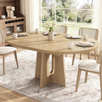 Epecoya 59-Inch Extendable Round Dining Table for Dining Room, Light Oak | 4-6 People Farmhouse Oval Wood Expandable Kitchen Dinner Table with Heavy Cross Pedestal for Living Room, Apartment