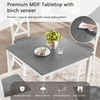 LUMISOL 5-Piece Counter Height Dining Set, Wooden Square Table with 4 Chairs, Space-Saving 4-Person Dining Table Set for Small Kitchen Dining Room, Grey + White