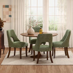 AQO Wooden Dining Chairs Set of 6, Mid Century Upholstered Kitchen Chairs Dining Room Chairs, Chenille Farmhouse Kitchen Chairs Dinner Chair for Kitchen Dining Room, Green