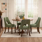 AQO Wooden Dining Chairs Set of 4, Mid Century Upholstered Kitchen Chairs Dining Room Chairs, Chenille Farmhouse Kitchen Chairs Dinner Chair for Kitchen Dining Room, Green