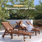 THOEOE Patio Chaise Lounge Chair,HDPE Lounge Chair Outdoor with Wheels | Oversized pool lounge chairs with cup holder, 5 adjustable position for patio,outside,pool,deck