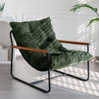 MAXYOYO Modern Accent Chair, Comfy Living Room Chair with Metal Frame | Accent Chair Upholstered Armchair with Soft Cushion for Bedroom Balcony Lounge Reading Room, Dark Green