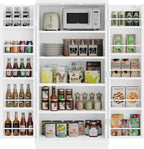 47in Kitchen Pantry Cabinet, Wood Kitchen Storage Pantry Cabinets Freestanding Pantries Cabinets with Doors & Adjustable Shelves, White