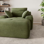 69” Floor Chaise Lounge Chair Indoor, Oversized Chaise Lounge Reading Chairs with 4 Side Pockets and 2 Cup Holders, Comfy Corduroy Sleeper Sofa Bed for Living Room Bedroom Apartment, Green