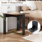 Giantex Industrial End Table Set of 2, Square Bedside Night Stand w/T-Shape Metal Frame, Accent Nightstand for Bedroom, Wood Sofa Side Tables for Living Room Office Small Space, Rustic Brown