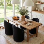 HNY Upholstered Swivel Dining Chairs Set of 6, Mid Century Modern Kitchen Round Sherpa Boucle Dining Room Chairs, Barrel Comfy Armless Accent Makeup Vanity Side Chairs for Living Room, Black