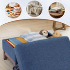 HAOMARKETS Storage Ottoman with Flip-Top Table, Upholstered Soft Fabric Footrest with Storage Space, Stylish Coffee Table with Solid Wood Legs for Living Room, Bedroon,Blue