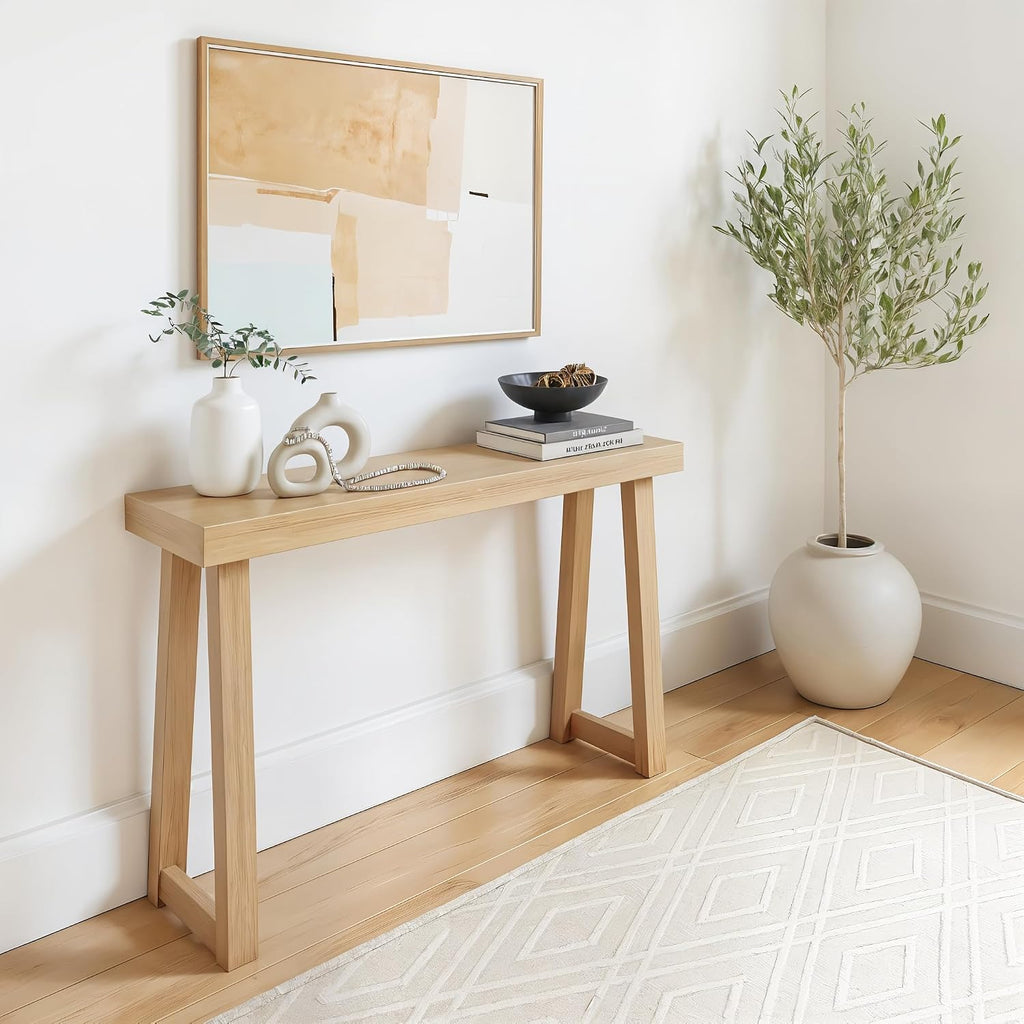 Plank+Beam Classic Console Table, 46 Inch, Blonde | Non-Toxic Finishes, Versatile Design, Elegant Details, Easy Assembly, Quick Setup, Solid Wood