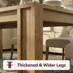 GarveeHome 71" Long Dining Table for 6-8, Farmhouse Rectangular Wood Kitchen Table with Wide H-Legs & Thick Top, Sturdy Wood Strip Frame, Dining Room Table for Dinner, Apartment, Kitchen, Natural